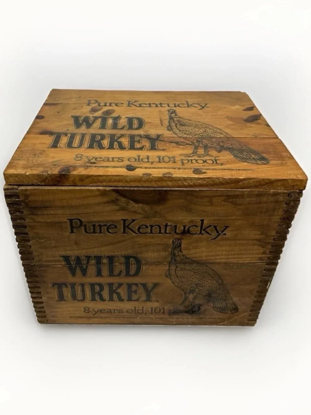 🦃🥃 Vintage Wild Turkey Bourbon Wooden Crate Display Box 8 Year 101 Proof Rare